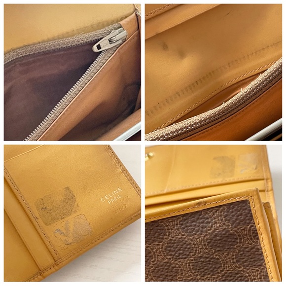 Celine brown macadam canvas and tan leather long snap wallet vintage - Picture 6 of 8